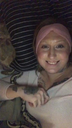 My Former Ghost Morph Ball Python, Melinoé & I cuddling