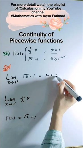 Continuity of piecewise function #shorts #maths #tricks #youtubeshorts #bs #bsc #ms #msc #PhD #mathe