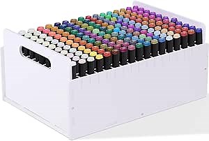 Marker Pen Organizer Holder, Art Marker Storage Rack for Colored Pens Pencils Brushes Adjustable Craft Art Supply Storage for Desk Organizer (15 Inch,204 Slots Style)