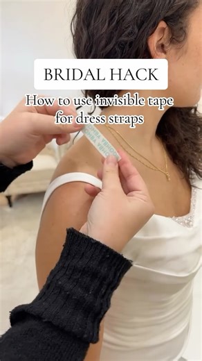 Brides, here’s a simple hack for keeping your dress straps perfectly in place! ✨ All you need is invisible tape — and we’ll show you exactly how to use it step by step. 💕 | Blush & Ivory Bridal Company