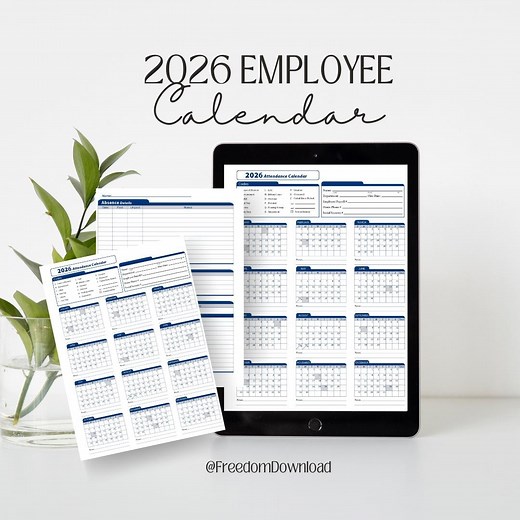 2026 Printable Employee Attendance Tracker - Etsy