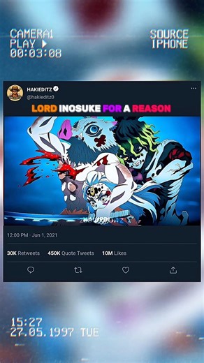 We call lord inosuke for reason ☠️ #demonslayer #anime #animeedit #inosuke