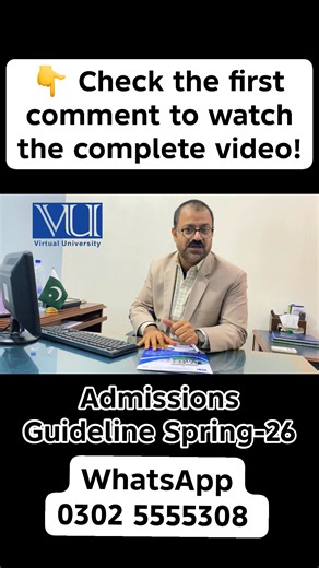 Admissions for Spring 2026 are now open at the Virtual University of Pakistan. In this video, you will get a complete step-by-step guide about: How to apply online for VU Spring 2026 admissions Eligibility criteria for BS, ADP, MS/MPhil programs Important points to remember during the online application process Study options: At Campus & At Home Fee structure overview and general guidelines This is the first admission guideline video of Spring 2026, specially made to help new students apply corr