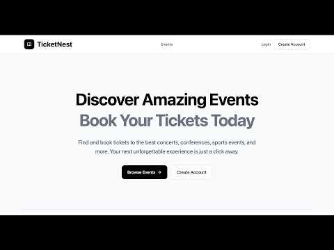 TicketNest – Full Stack Event Booking App | Spring Boot + React + MySQL | Final Project Demo