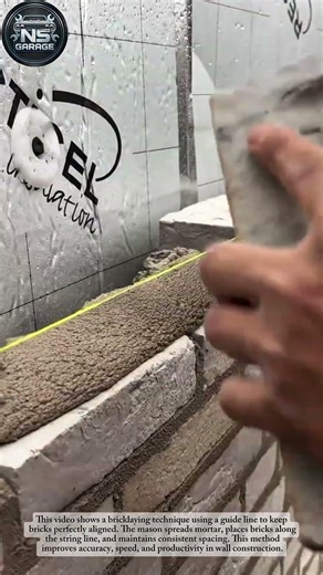 Perfect Brick Laying Technique | Masonry Line Guide for Straight Walls#shorts #usa
