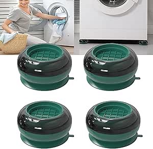 Anti Vibration Pads for Washing Machine, Washing Machine Base Foot Pads Non Slip Heighten Shock and Noise Cancelling Mat for Washer and Dryer Machine Support Protects Pedestals 4PCS (Green)