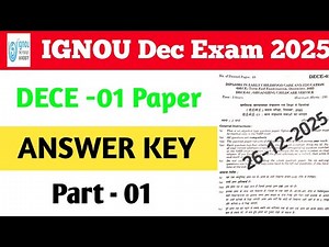 IGNOU DECE /ECCE December Exam 2025 | DECE -01 Paper Answer Key 2025 | Dece paper Solutions 2025