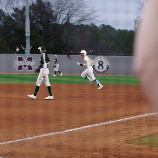 Nothing like a homer on the first pitch of your career! Kylee Edwards wasted no time! #HailState | Mississippi State Softball