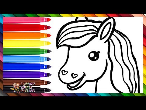Comment Dessiner un Cheval 🐴 Dessiner et Colorier un Mignon Cheval 🐎🌈 Dessins Pour Enfants