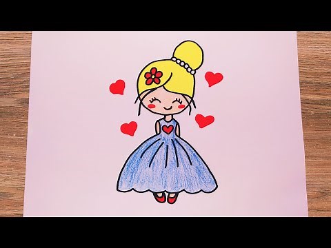 رسم للاطفال/رسم فتاة كيوت/رسم فتاة ترتدي فستان أزرق/رسم بنت /رسم بنات/رسم سهل/تعليم الرسم/رسم وتلوين
