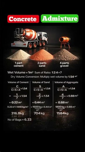Concrete Mix Ratio 1:2:4 Explained | Cement Sand Aggregate Calculation | Civil Engineering Basics