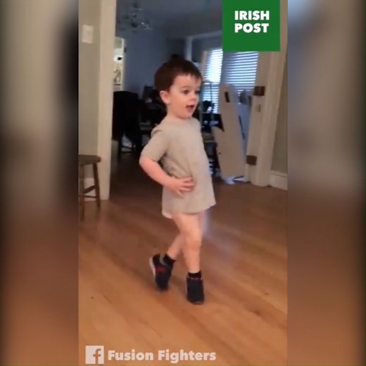 Young Con has arrived onto the dancing scene, look at that footwork! (According to his dad, he refuses to wear pants when he dances 🙈😂) 🎥Fusion Fighters | The Irish Post