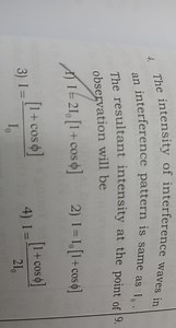 The intensity of each interfering wave in an interference patte... | Filo