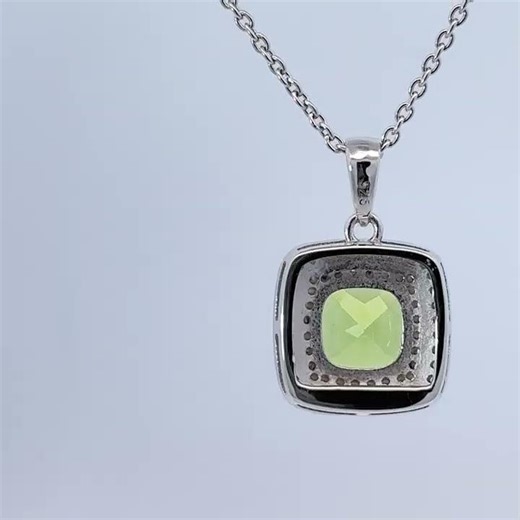 Peridot Kette Silber 925 nat. Peridot 1.84ct weiße nat. Zirkone
