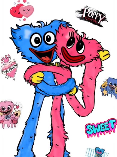 Poopy Playtime 5- Huggy love Kissy Sticker Book DIY #stickerbook #diy #poopyplaytime #poppy #papercraft