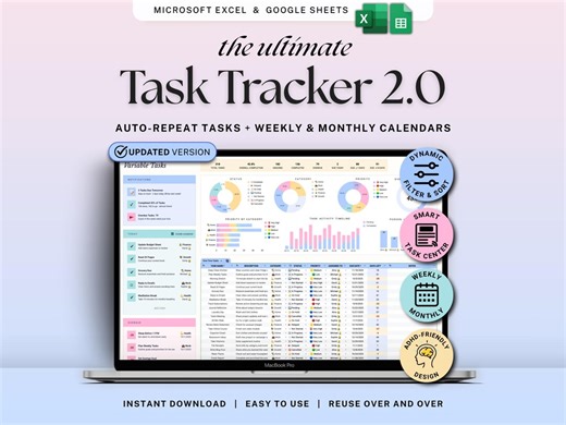 Task Tracker Spreadsheet to Do List Google Sheets Excel Work Organizer Recurring Task Planner Team Project Management ADHD Productivity - Etsy Canada
