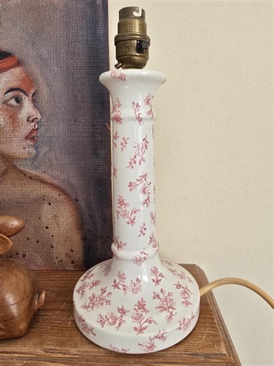 Vintage Laura Ashley Pink Toile Ceramic Lamp Base – 1980s Floral English Country Style - Etsy