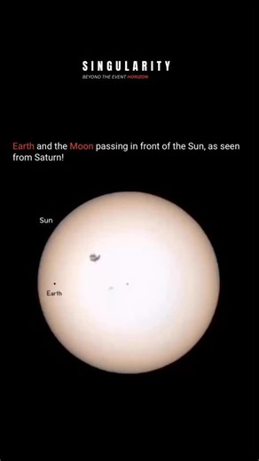 The Singularity on Instagram: "Imagine witnessing Earth and the Moon passing in front of the Sun as seen from Saturn — a breathtaking cosmic alignment showcasing the harmony of our solar system. From Saturn’s distant perspective, Earth and its Moon appear as tiny dots crossing the Sun’s glowing disk, creating a rare astronomical phenomenon known as a transit. This stunning event highlights the vast scale of space, the orbital dynamics of planets, and the interconnected beauty of the Sun, Earth,