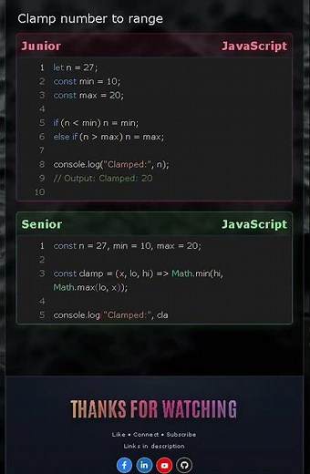 Junior vs Senior JS — Clamp Number to Range