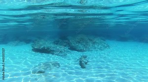 Crete snorkeling tour though crystal clear water with sun from top