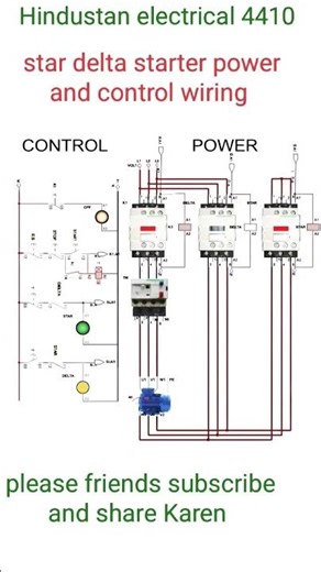 Star delta starter wiring diagram #explained #3 phase motor #shoerts #tech #automation #star #delta