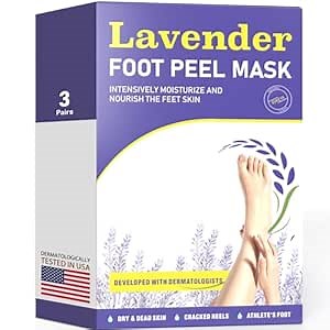 Foot Peeling Mask 3 Pairs: Peeling Foot Mask Dermatologically Tested, Heels & Dry Dead Skin for Soft Feet, Foot Peel Mask (new Lavender)
