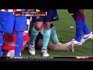 Messi Injury Barcelona vs Atletico madrid 2-1 9/19/10