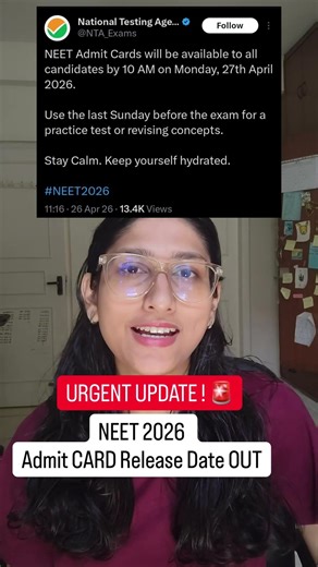 NTA Official Update 🚨 NEET 2026 Admit Card Released | Hall Ticket Download Date Confirmed