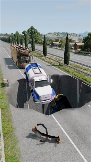 Cars & Buses vs Massive Pit - BeamNG.Drive #beamngdrive #crashdrive