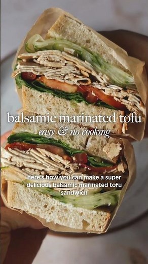 balsamic marinated tofu sandwich, easy no cook recipe