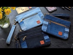 DIY Small Cute Denim Bag With Patchwork Accent Out of Old Jeans | Bag Tutorial | Upcycled Craft