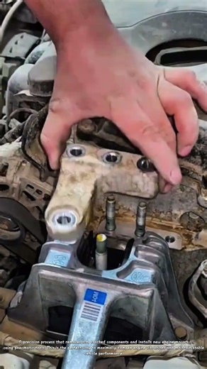 the process of replacing the engine mount with a professional