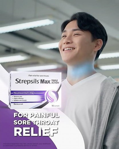 SG Strepsils Max Triple Action for Severe Sore Throat Relief