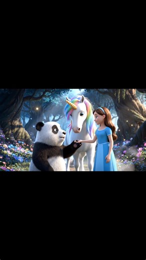 "Magical Unicorn Encounter 🦄✨ | Panda & Girl Meet a Real Unicorn " #disney #funny #foryou #trending