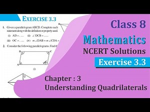 Chapter 3: NCERT Solutions- Exercise 3.3 Video Lecture - Class 8