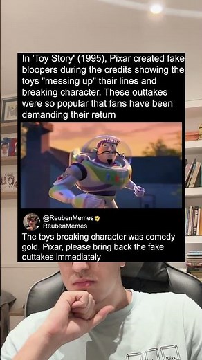 In 'Toy Story' (1995), Pixar created fake bloopers during the credits showing the toys "messing up"