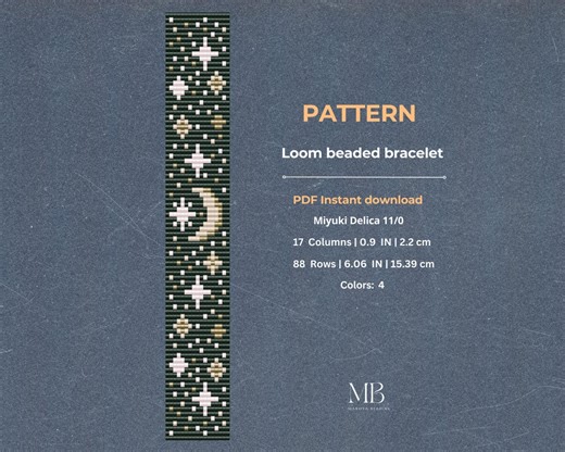 Starry Night Loom Bead Pattern, Miyuki Delica Forest Moon Bracelet Design (instant Download) - Etsy