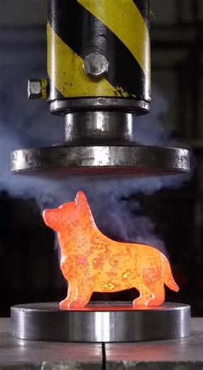 Hydraulic compression machine VS Hot-iron dog #shorts #new #content