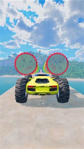 Lamborghini with Giant tire vs Big Small Saws