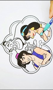 Aladdin and Jasmine Coloring for Kids #drawing #coloringpages #coloring #kidsart