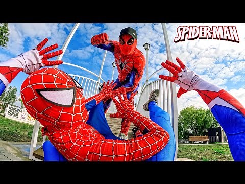 3 SPIDER MAN TWINS PRANKED HIS SPIDER DAD ON HALLOWEEN (Funny Parkour POV Halloween)