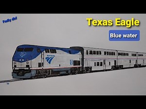 Amtrak Texas Eagle blue water train | how to draw Amtrak trains