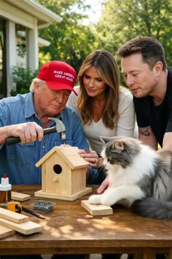 Trump, Melania & Cat | Building a Birdhouse