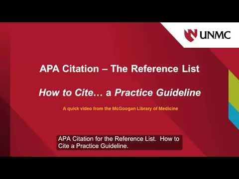 APA How to Cite a Practice Guideline