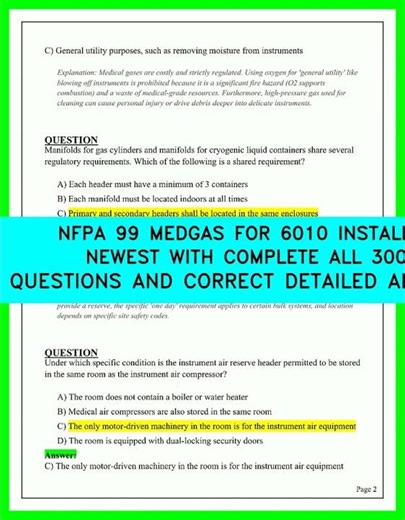 2026 NFPA 99 Medical Gas Installer Exam Prep 6010 Certification Full 300 Questions Answers