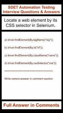 SELENIUM : Locate a web element by its CSS selector in Selenium : SDET Automation Testing Interview