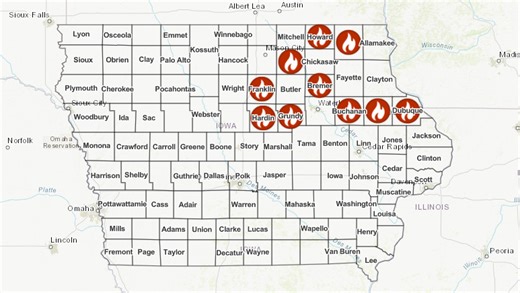 Iowa fire danger: Burn bans in effect for 15 counties