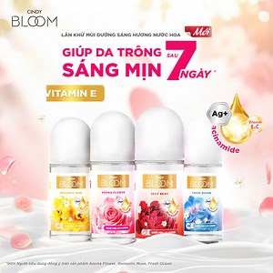 LĂN KHỬ MÙI SÁNG DA HƯƠNG NƯỚC HOA CINDY BLOOM CẢI TIẾN MỚI 🆕 7 ngày để có ngay làn da sáng mịn, Lăn khử mùi sáng da hương nước hoa Cindy Bloom sẽ trở thành bước chăm dưỡng cá nhân không thể thiếu của các nàng. Với sự cải tiến vượt trội trong công thức: 🌸 Bộ ba hoạt chất dưỡng sáng Niacinamide, Vitamin E và Vitamin C giúp dưỡng sáng sau 7 ngày 🌸 Hoạt chất Ion bạc giúp kháng khuẩn và khử mùi suốt 48H Cùng hương nước hoa tinh tế, "trải nghiệm yêu mình" của bạn sẽ càng thêm tuyệt vời và giàu cảm
