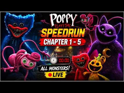 POPPY PLAYTIME SPEEDRUN 🔥 Chapter 1-5 LIVE | Full Game Fastest Run Challenge 😱 Part 1