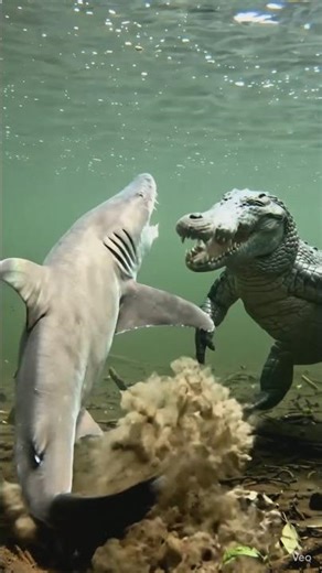 Shark vs Crocodile Underwater Faceoff! 😱 Kisne Jeeta? 🦈🐊#shorts